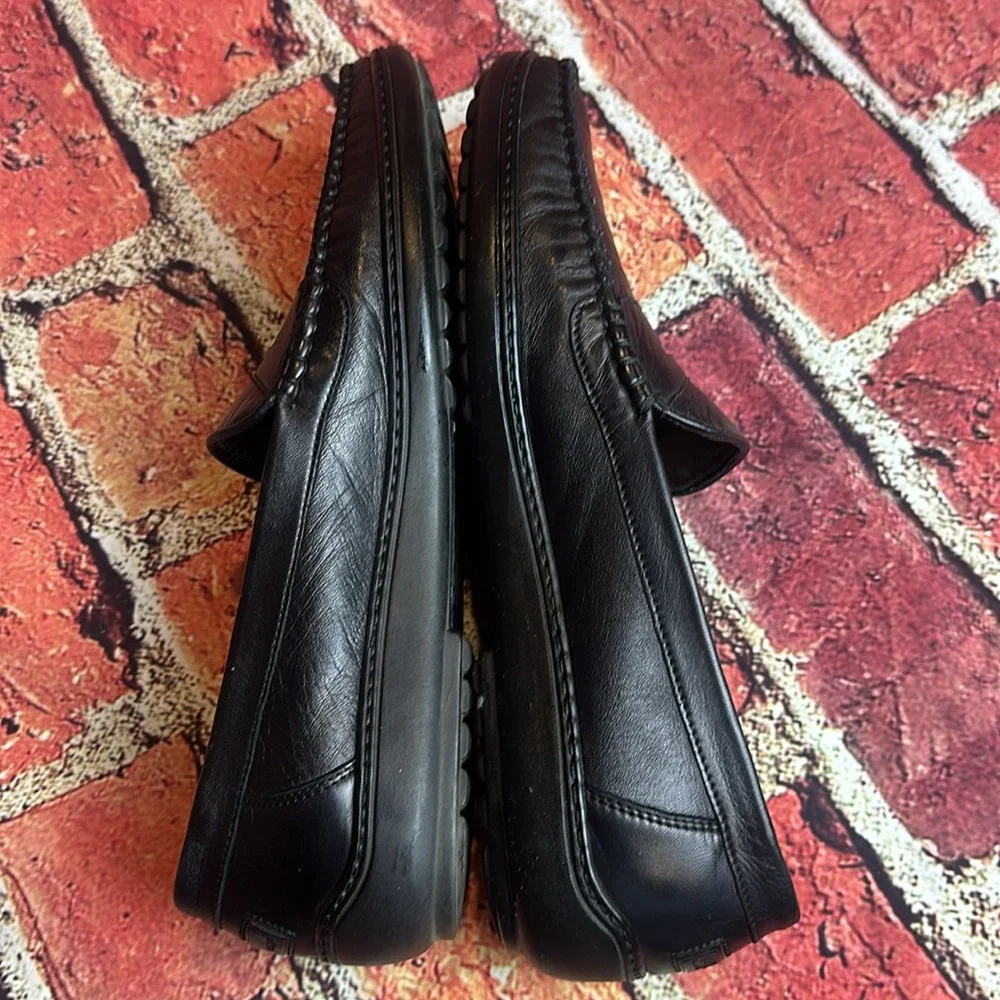 Vintage BRAGANO- BLACK Soft LEATHER Loafer made in ITALY Men's 10 M